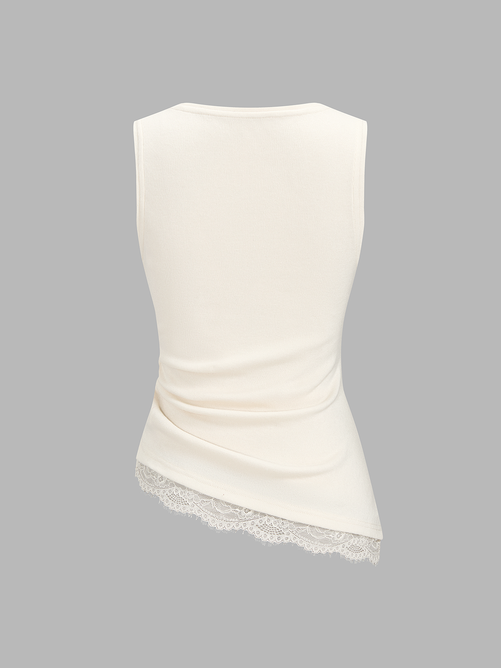 Ruched Asymmetric Lace Trim Tank Top for Women Casual Wear