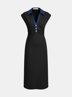 Denim Collar Sleeveless Maxi Dress for Women Casual Summer Style