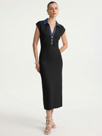 Denim Collar Sleeveless Maxi Dress for Women Casual Summer Style