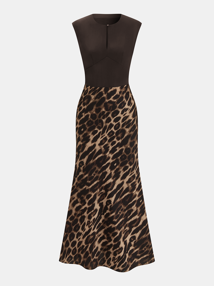 Sleeveless Leopard Print Maxi Dress for Women Casual Summer Comfort