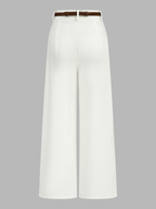 Belted Mid Waist Wide Leg Pants for Women Casual Comfort