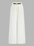 Belted Mid Waist Wide Leg Pants for Women Casual Comfort