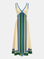 Geometric Print V-neck Sleeveless Maxi Dress - Women's Casual Summer Flowy