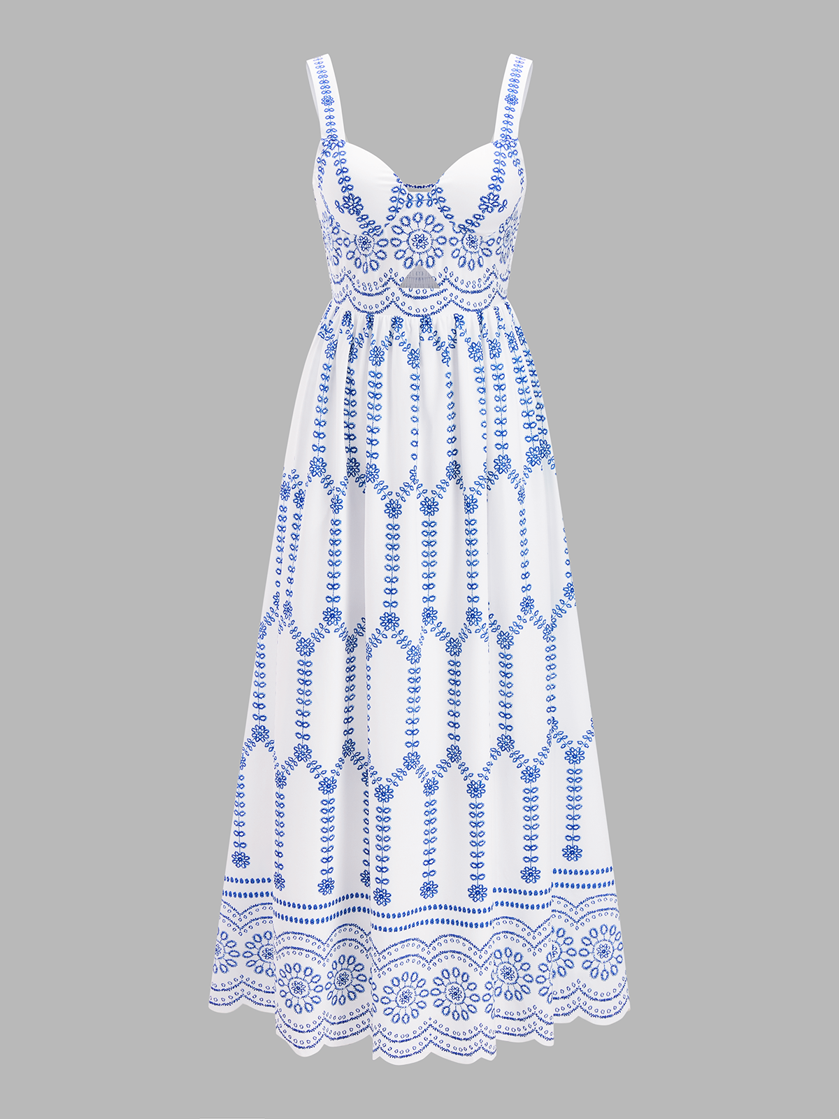 Boho Floral Print Cut-Out Maxi Dress for Summer Weddings