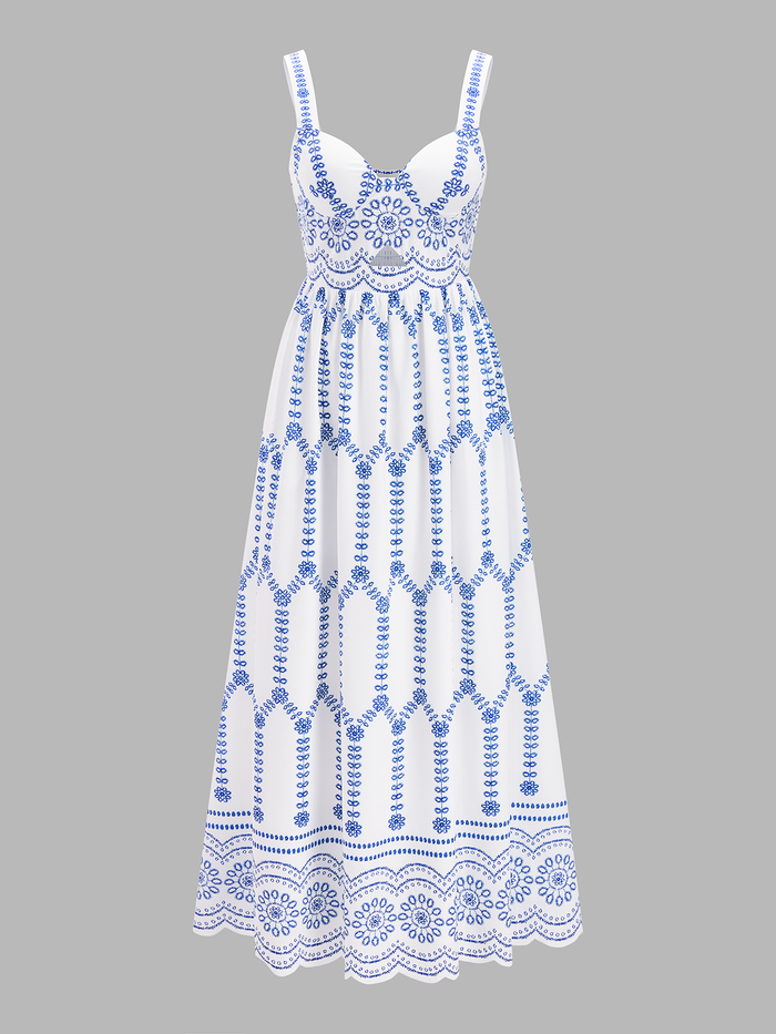 Boho Floral Print Cut-Out Maxi Dress for Summer Weddings