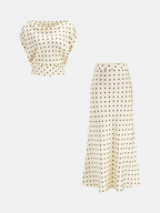 Polka Dot Cowl Neck Top & Maxi Skirt Set for Women, Elegant Full-Length Outfit