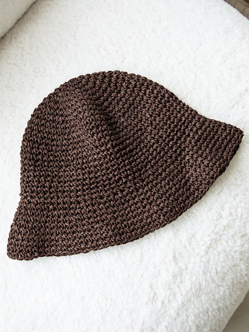 Hand-Crocheted Straw Bucket Hat Lightweight Summer Accessory