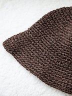 Hand-Crocheted Straw Bucket Hat Lightweight Summer Accessory