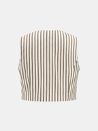 Cotton Striped Sleeveless Top & Midi Skirt Set for Summer Wear