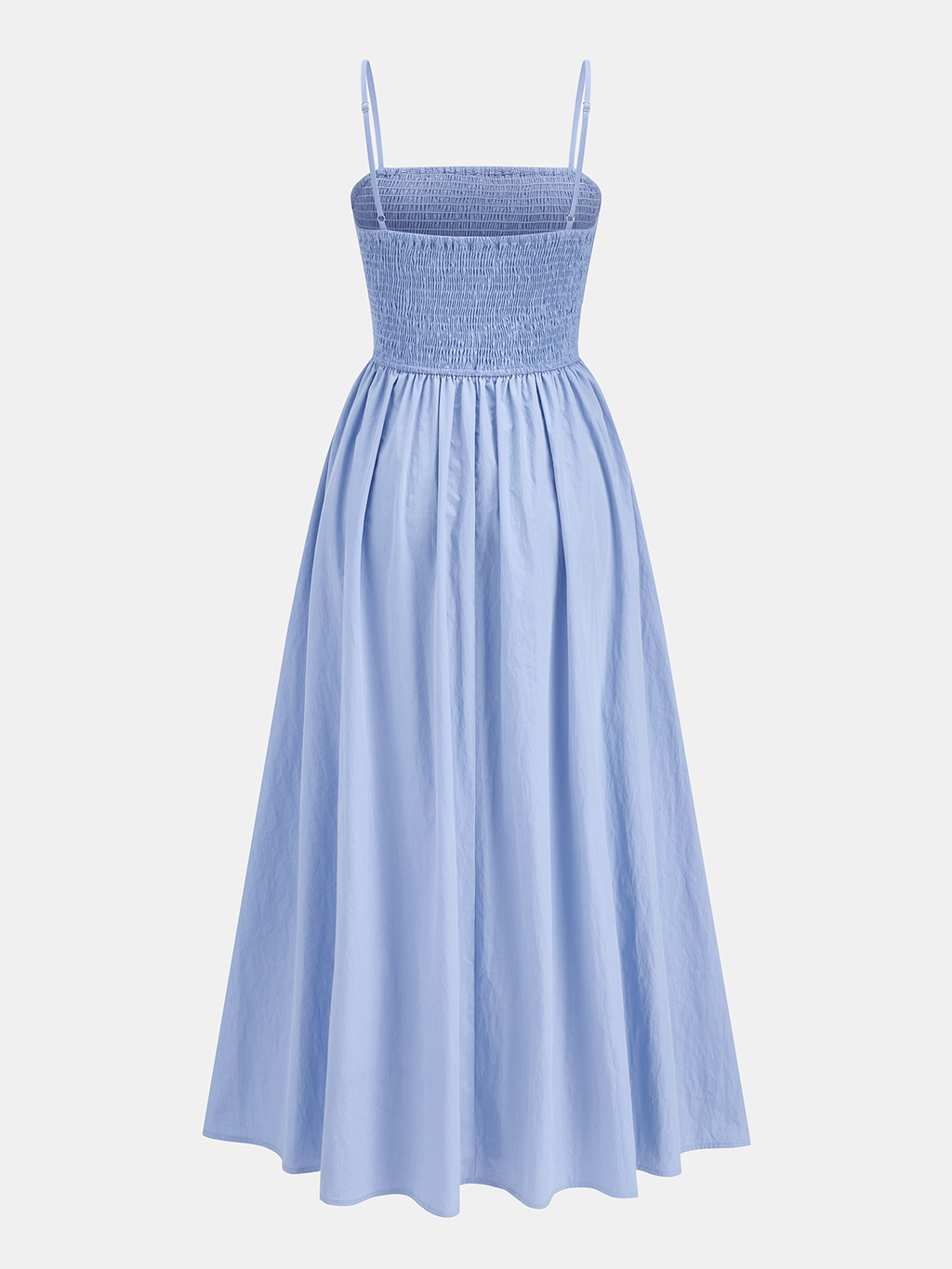Cotton Blend Smocked Cami Maxi Dress with Adjustable Straps and Flowy Skirt