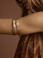 Hammered Double Layer Arm Cuff Adjustable Statement Bracelet