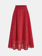 Eyelet Halter Crop Top & Floral Maxi Skirt Set for Women