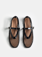Genuine Leather Mesh Ballet Flats Comfortable Slip-On Design