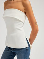 Strapless Foldover Side Slit Tube Top Chic Evening Wear