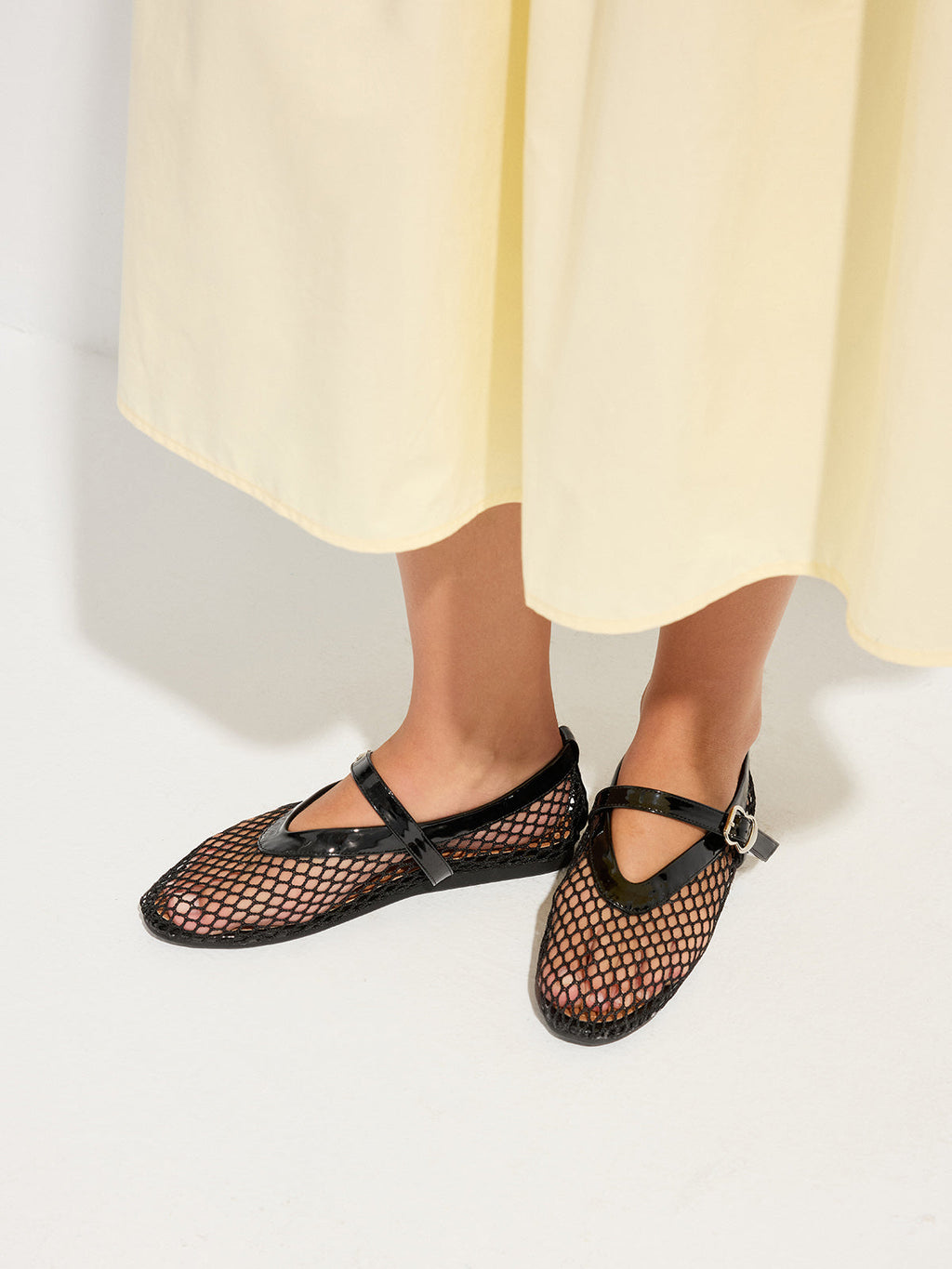 Genuine Leather Mesh Ballet Flats Comfortable Slip-On Design