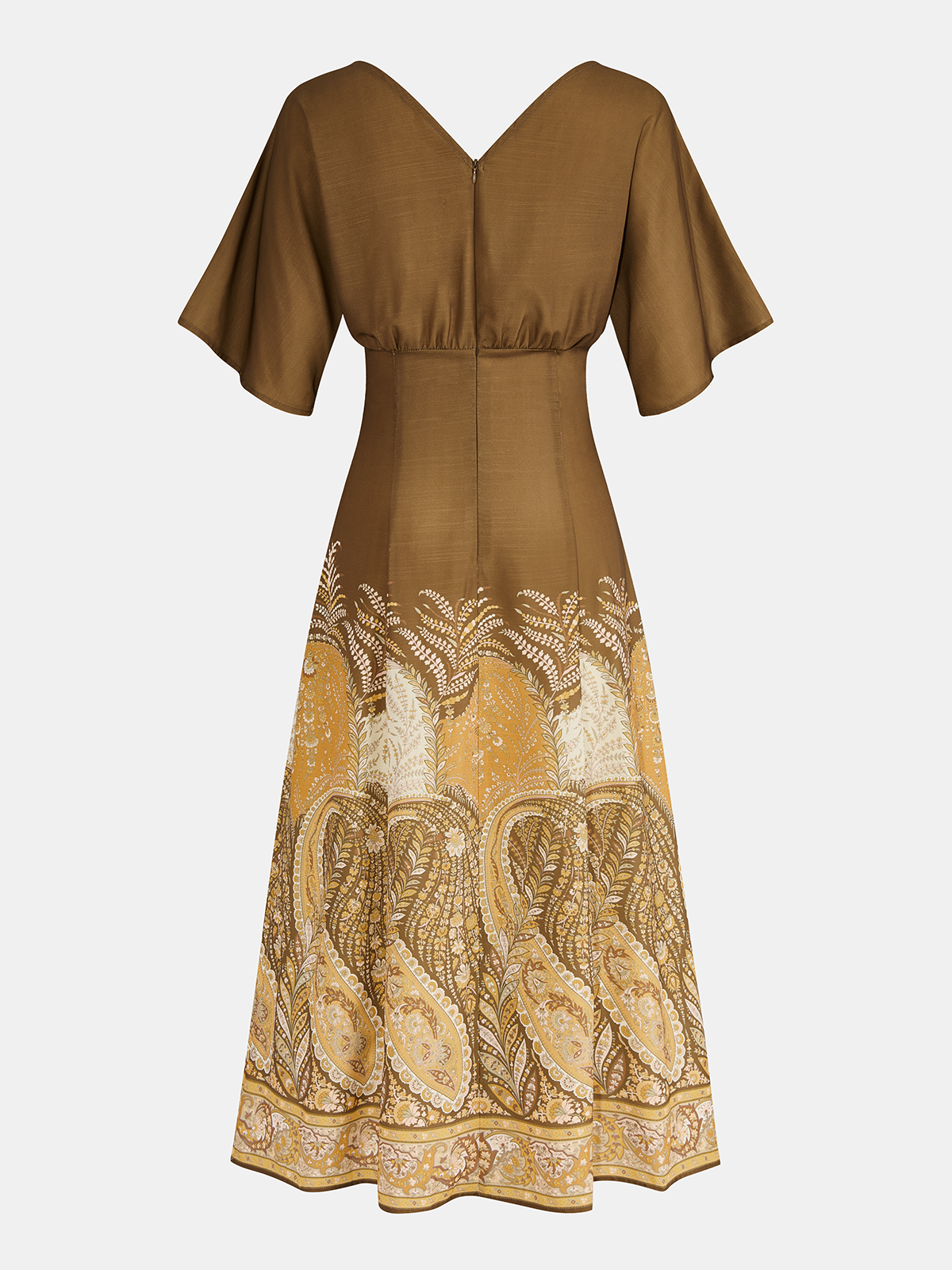 Tie-Front Paisley Print Maxi Dress with Button Details