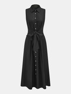 Sleeveless Tie-Waist Shirt Dress for Women Casual Summer Style