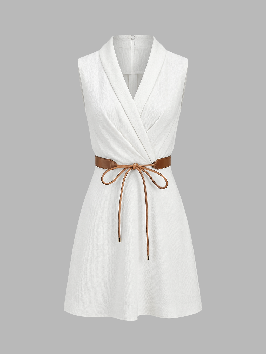 Belted Wrap Linen Blend Sleeveless Mini Dress for Women Summer Casual