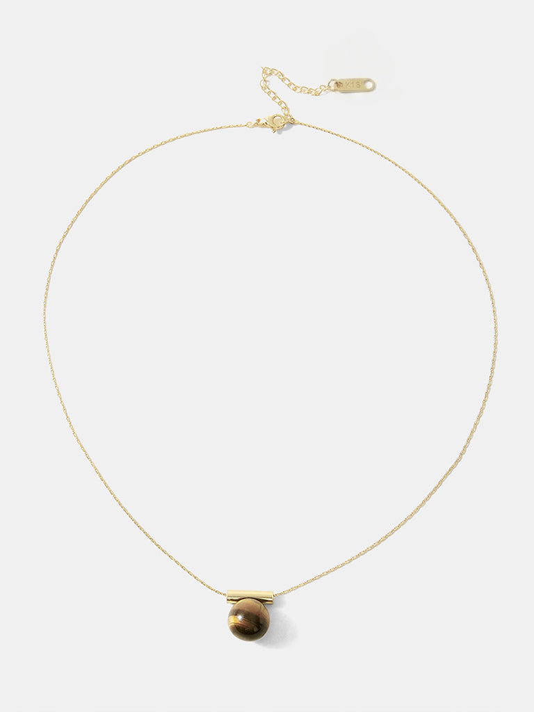 Minimalist Tiger Eye Pendant Necklace for Spiritual Healing and Protection