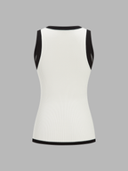 Contrast Trim Ribbed Knit Vest with Classic V-Neck Design