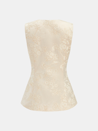 Floral Jacquard Sleeveless Vest & Shorts Set for Women's Stylish Summer Wear