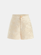 Floral Jacquard Sleeveless Vest & Shorts Set for Women's Stylish Summer Wear