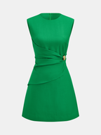 Sleeveless Buckle Waist Mini Dress Trendy Women's Casual Summer Outfit
