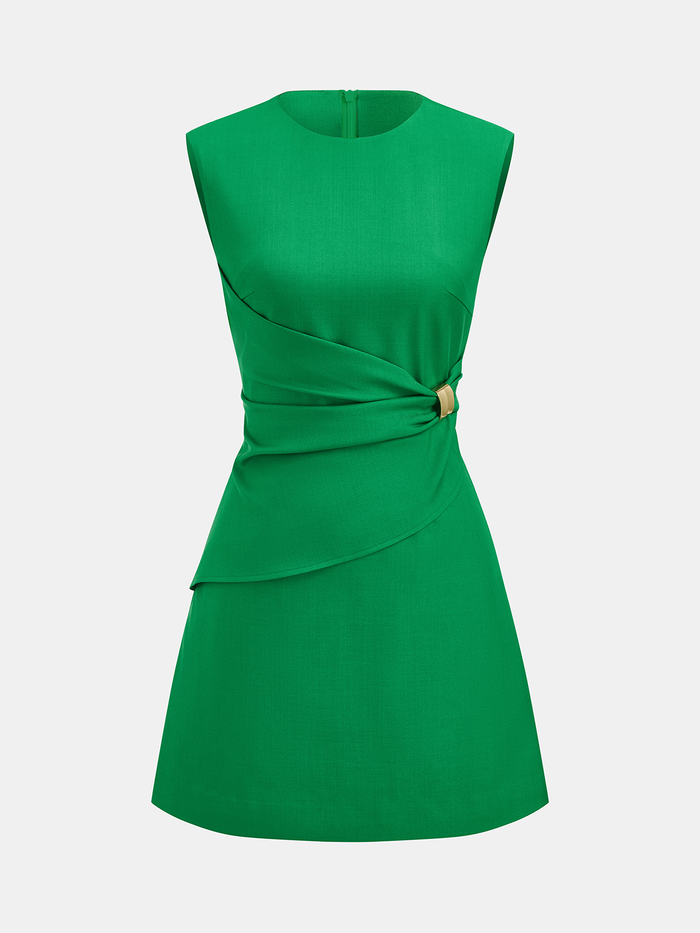 Sleeveless Buckle Waist Mini Dress Trendy Women's Casual Summer Outfit