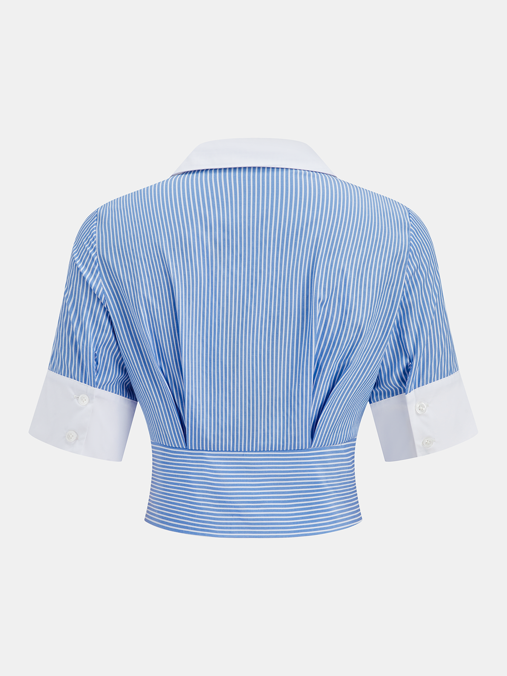 Striped Cropped Half Sleeve Button Shirt for Women Casual Wear