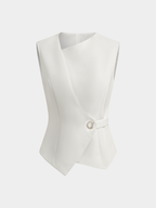 Asymmetric Buckle Waist Sleeveless Vest Adjustable Fit Comfort Style