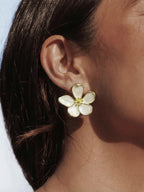 Large Flower Stud Earrings, Elegant Floral Statement Jewelry Design for Women