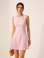 Sleeveless Pleated Mini Dress for Summer Parties and Casual Wear