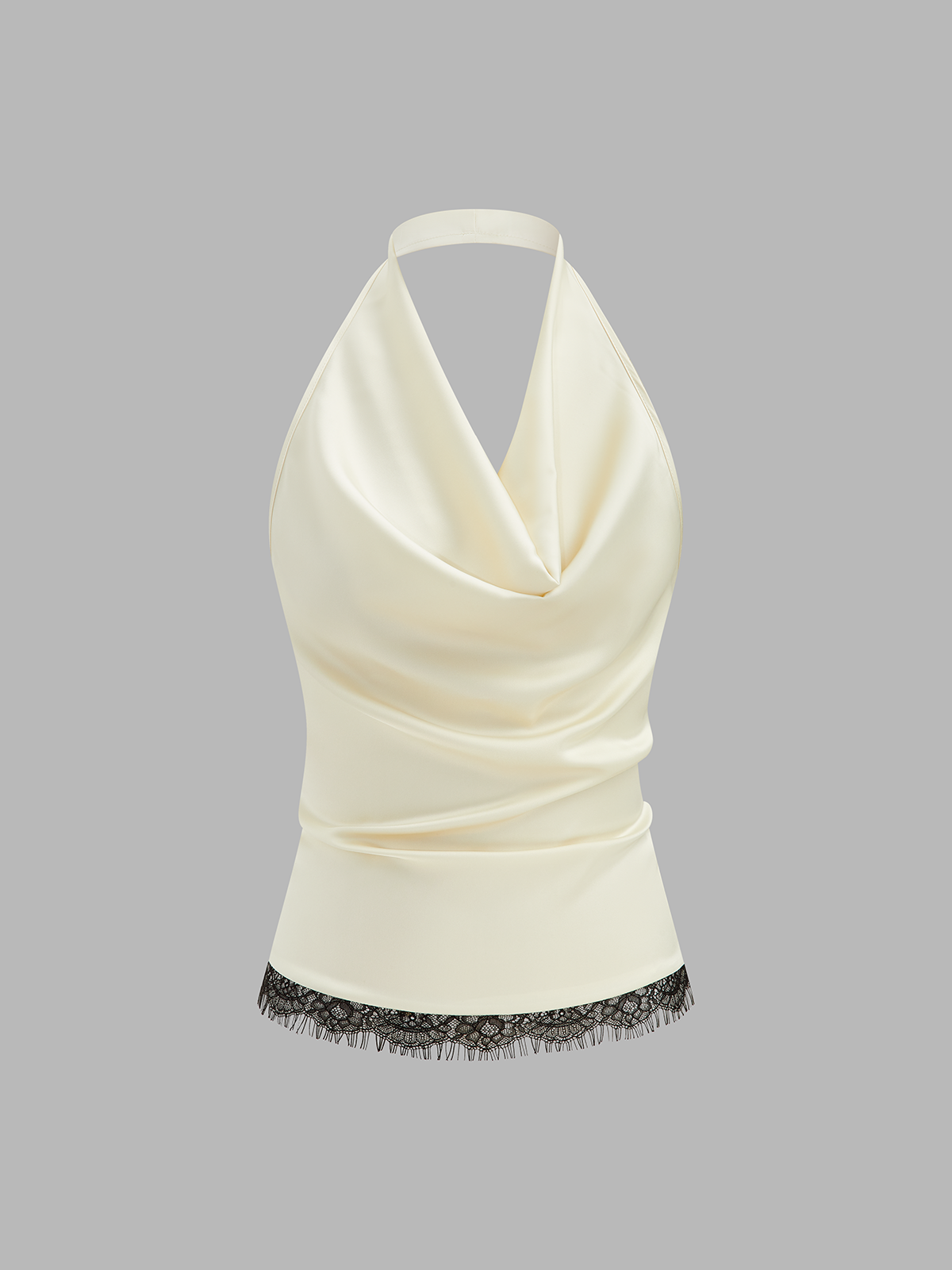 Lace Trim Satin Cowl Neck Top & Mermaid Skirt Set for Elegant Evenings