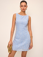 Floral Eyelet Embroidery Sleeveless Dress for Summer Weddings