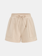 Casual Short Sleeve Top & Drawstring Shorts Set for Women Summer Comfort