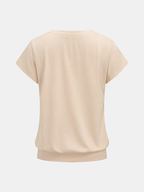 Casual Short Sleeve Top & Drawstring Shorts Set for Women Summer Comfort