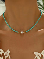 Beaded Pearl Choker Necklace for Women Elegant Style