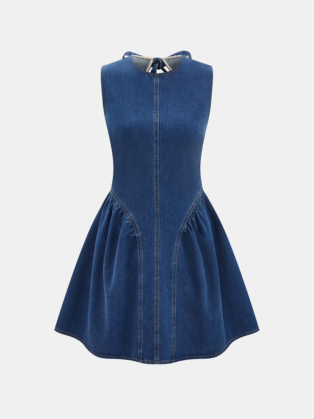Sleeveless Open Back Denim Mini Dress Trendy Summer Casual Wear