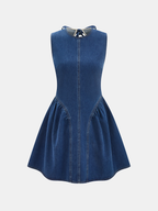 Sleeveless Open Back Denim Mini Dress Trendy Summer Casual Wear