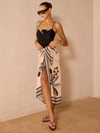 Bow Cami One Piece Swimsuit & Matching Sarong Set for Women