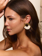 Hammered Circle Statement Earrings Handcrafted Large Dangle Jewelry