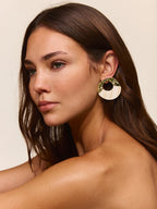 Hammered Circle Statement Earrings Handcrafted Large Dangle Jewelry