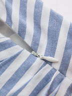 Striped Cotton Blend Cutout Top & Shorts Set for Summer Casual Wear