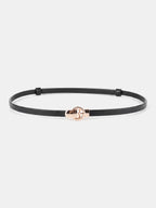 Slim Metal Buckle Leather Waist Belt for Women's Fashion Styling