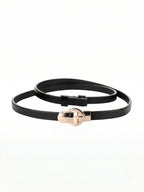 Slim Metal Buckle Leather Waist Belt for Women's Fashion Styling