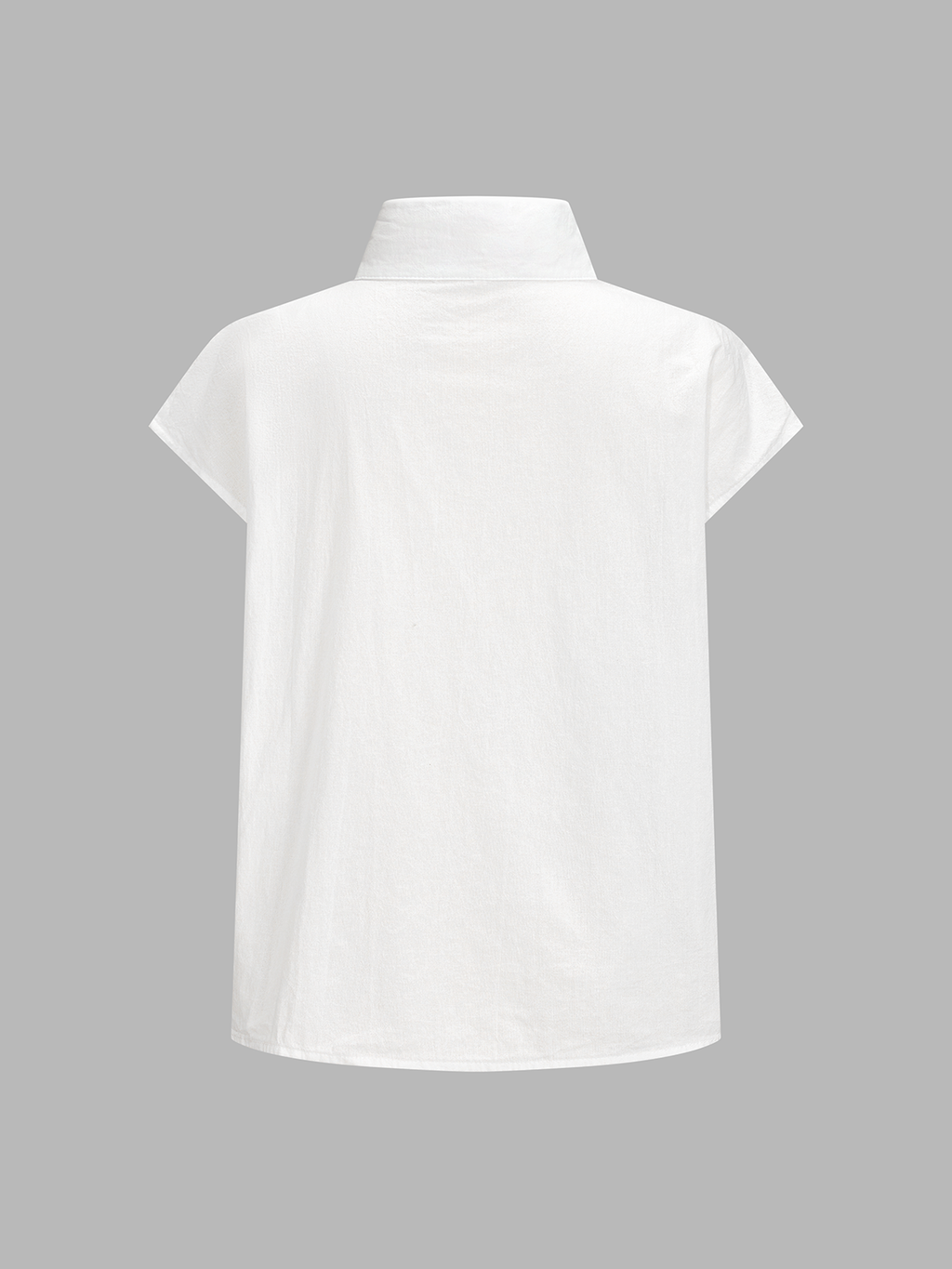 Cotton Blend Stand Collar Cap Sleeve Blouse for Women, Casual Summer Top