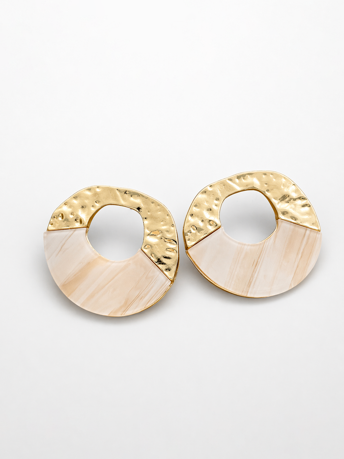 Hammered Circle Statement Earrings Handcrafted Large Dangle Jewelry
