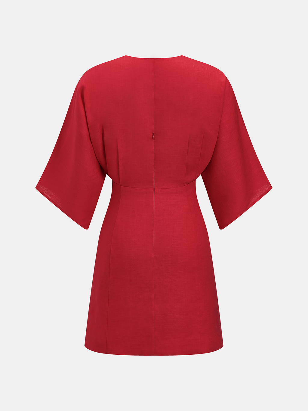 Linen Blend V Neck Embellished Mini Dress for Summer Weddings