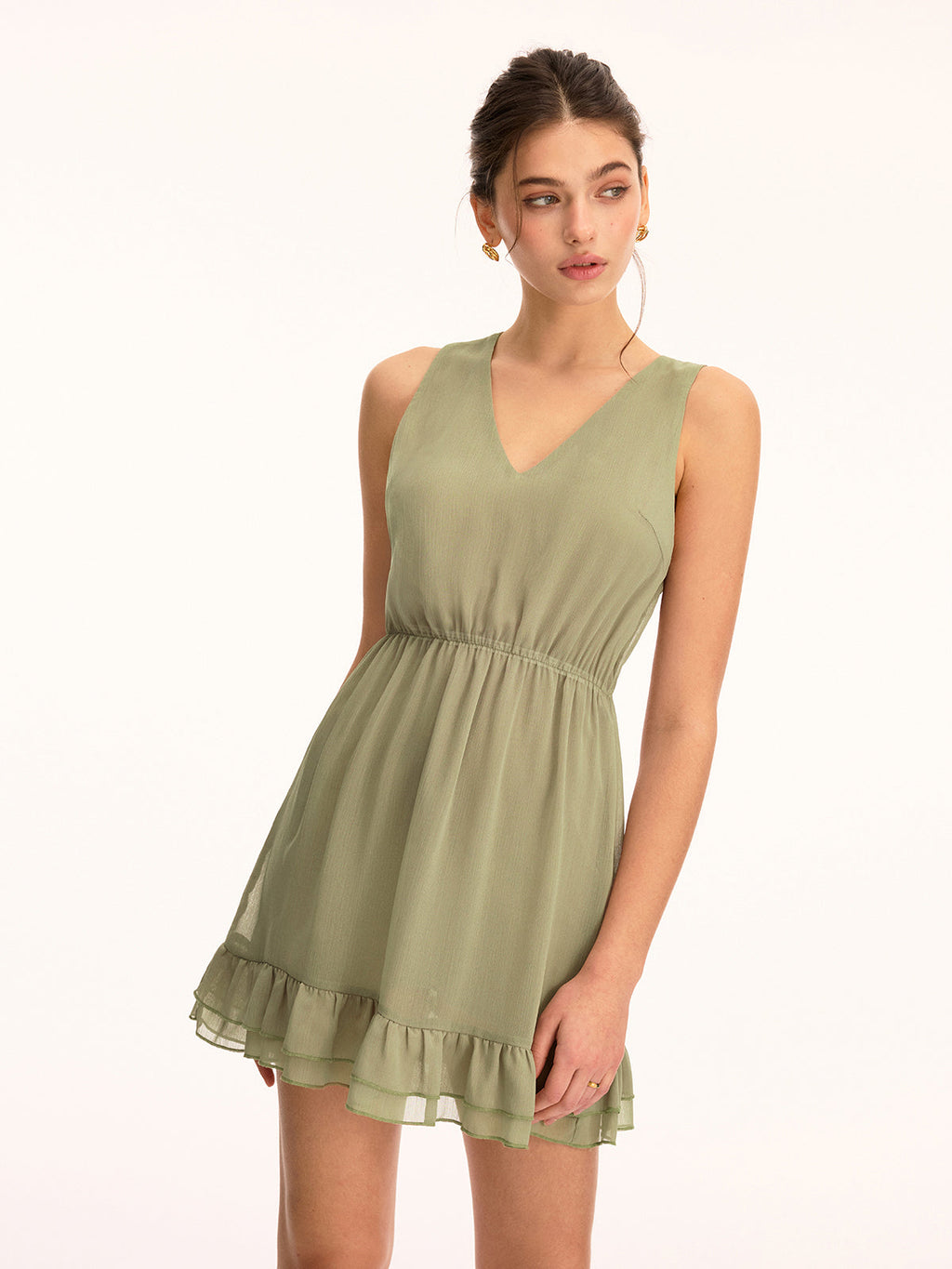 Ruffled Cape & Sleeveless Dress Chiffon Two-Piece Set for Elegant Evening Wear