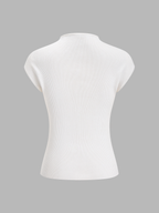 Butterfly Embroidery Keyhole Ribbed Knit Top Women's Casual Spring Wear